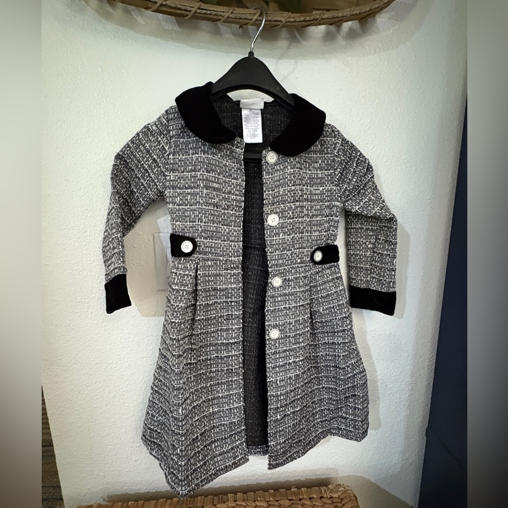 Girls Black and White Textured Dress Jacket 6x